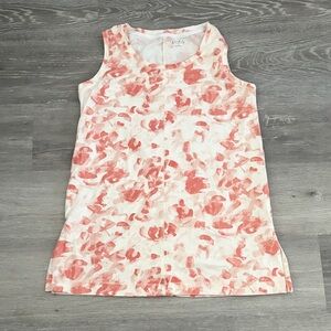 Wonderly Studio Coral and White Tunic Top, Size Small